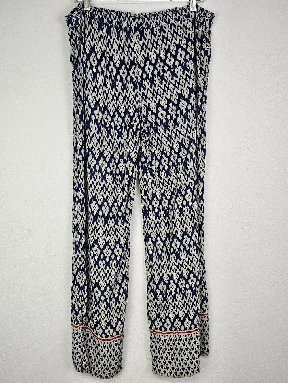 beachlunchlounge Swim Cover Up Pants Blue Cream Ikat Print Sz L Beach Pool Boho